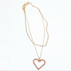 2X18IN Gold Filled Chains.+ Pink Pavé CZ Heart.